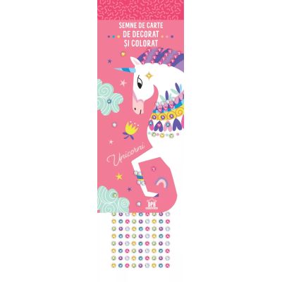 Semne de carte de colorat. Unicorni (cu strasuri)