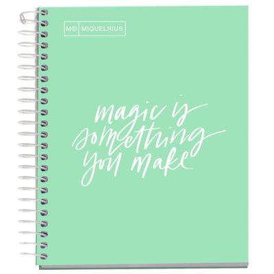Caiet cu spira Miquelrius Messages, A5, matematica, 100 file, coperta carton dur plastifiat, menta