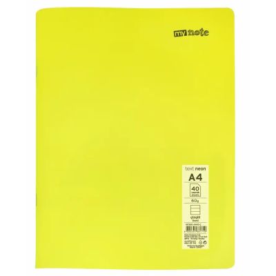 Caiet capsat Mynote, format A4, 40 file offset 60 g/mp, liniatura dictando, coperta PP neon, mix de 8 culori