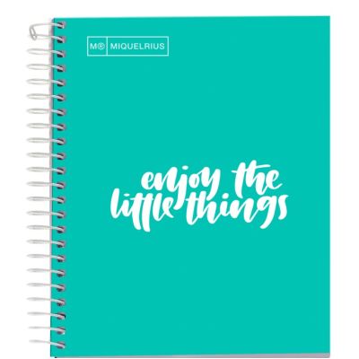 Caiet cu spira Miquelrius Messages, A5, matematica, 100 file, coperta carton dur plastifiat, turcoaz
