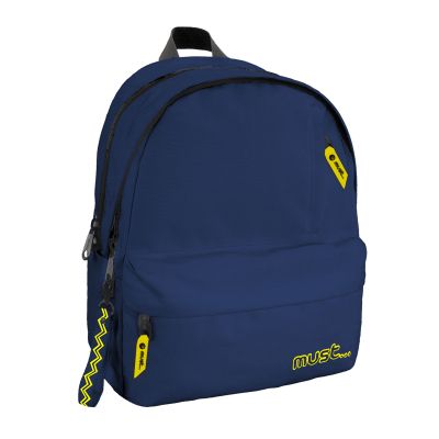 Ghiozdan Must 3 compartimente, 32x19x42 cm, albastru navy