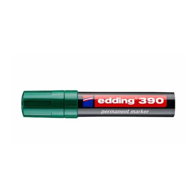 Marker permanent Edding 390, corp plastic, varf retezat 4-12 mm, verde