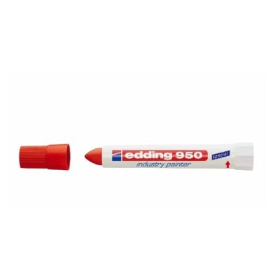 Marker permanent Edding 950 Industrial, corp plastic, varf rotund, 10mm, rosu
