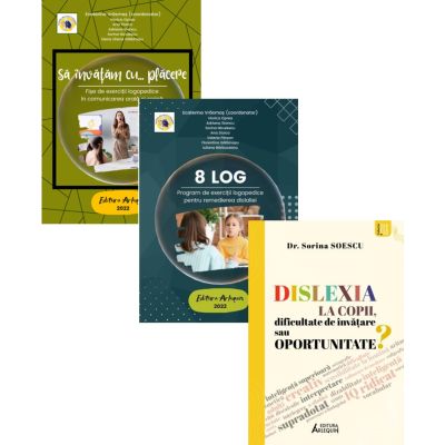 Pachet 3 titluri: Fise de exerciti logopedice, 8 LOG. Program de exercitii logopedice pentru remedierea dislaliei si Dislexia la copii, dificultate de invatare sau oportunitate? - Ecaterina Vrasmas, Sorina Soescu