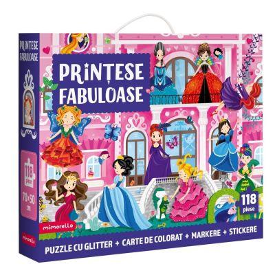 Joc educativ Puzzle cu glitter Mimorello. Printese fabuloase