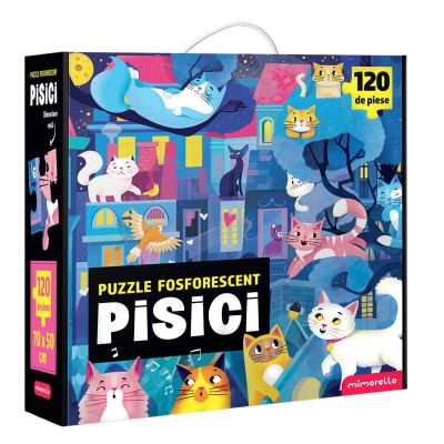 Joc educativ Puzzle Fosforescent Pisici