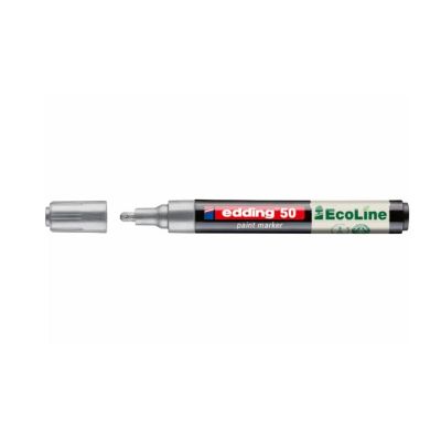 Marker cu vopsea pe baza de apa Edding Ecoline 50, corp din plastic reciclat, varf rotund, 2-3 mm, argintiu