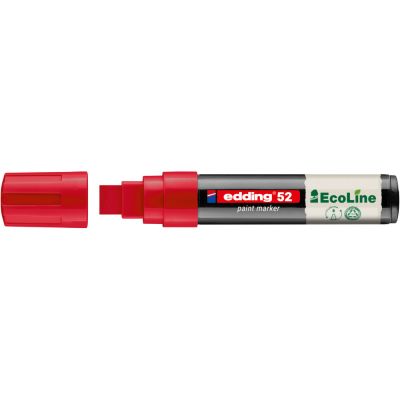 Marker cu vopsea pe baza de apa Edding Ecoline 52, corp din plastic reciclat, varf tesit, 4-15 mm, rosu