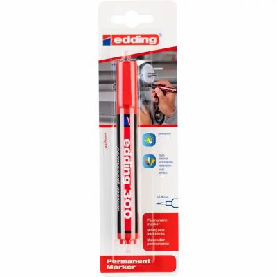 Marker Edding 300, permanent, varf rotund, 1. 5-3 mm, rosu, in blister