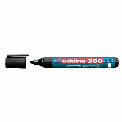 Marker Edding 380 pentru flipchart, varf rotund, 1. 5-3 mm, negru