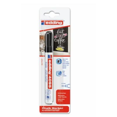 Marker Edding 4095 cu creta lichida, varf 2-3 mm, negru, blister