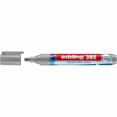Marker flipchart Eedding Ecoline 385, corp din plastic reciclat, varf pensula flexibil, 1-5 mm, argintiu/gri
