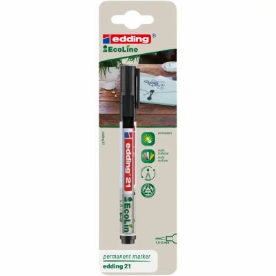 Marker permanent Edding 21, Ecoline, negru, varf rotund 1. 5-3 mm, blister