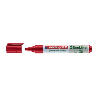 Marker permanent Edding 22 Ecoline, corp plastic, varf tesit 1-5 mm, rosu
