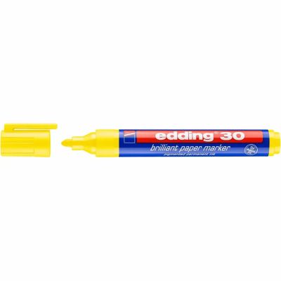 Marker permanent Edding 30, corp din plastic reciclabil, varf rotund, 1. 5-3 mm, galben