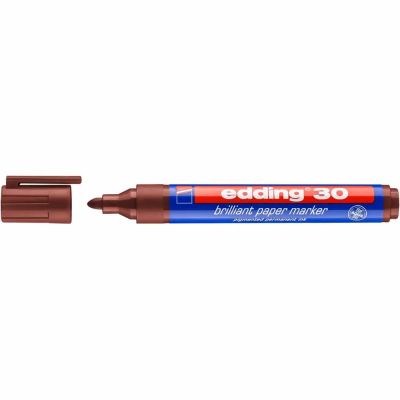Marker permanent Edding 30, corp din plastic reciclabil, varf rotund, 1. 5-3 mm, maro