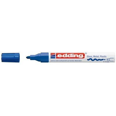 Marker permanent Edding 750, cu vopsea, corp metalic, varf rotund, 2-4 mm, albastru