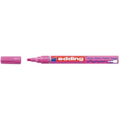 Marker permanent Edding 751 cu vopsea, corp metalic, varf rotund, 1-2 mm, roz