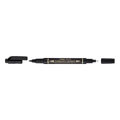 Marker permanent Pentel TWIN TIP 0. 3/1. 2 mm negru, rezistent, durabil, cerneala rezistenta la apa