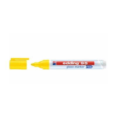 Marker pentru sticla Edding 95, corp plastic, varf rotund, 1. 5-3 mm, galben