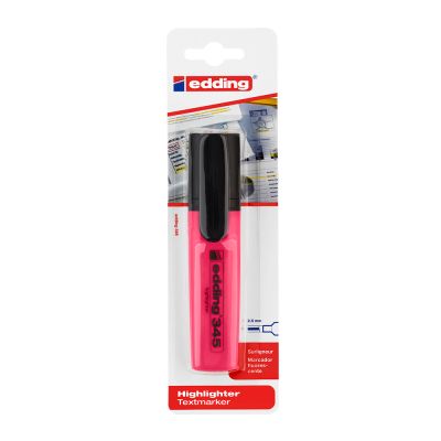 Textmarker Edding 345, varf retezat, 2-5 mm, roz, blister