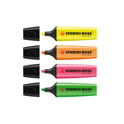 Textmarker Stabilo Boss, varf 2-5 mm, 4 culori/set