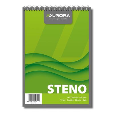 Blocnotes cu spirala, A5, 72 file - 60gsm, liniat stanga, AURORA Office - dictando