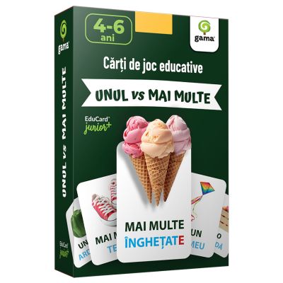 Invata... UNUL vs MAI MULTE. Carti de joc educative Junior Plus
