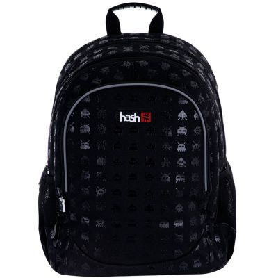Ghiozdan Astra Hash AB350, 3 compartimente, 39x28x15 cm, negru