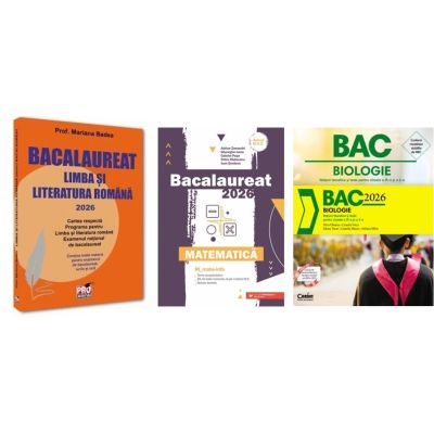 Pachet Bacalaureat 2026. Limba si literatura romana, Matematica M_Mate-Info si Biologie. Notiuni teoretice si teste pentru clasele 9-10 - Mariana Badea, Gheorghe Iurea, Silvia Olteanu