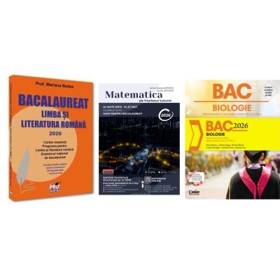 Pachet Bacalaureat 2026. Limba si literatura romana, Matematica pe intelesul tuturor 2026. M-mate-info, M-stiintele naturii si Biologie. Notiuni teoretice si teste pentru clasele 11-12 - Mariana Badea, Teohar Mihadas, Silvia Olteanu