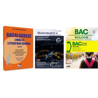 Pachet Bacalaureat 2026. Limba si literatura romana, Matematica pe intelesul tuturor 2026. M-mate-info, M-stiintele naturii si Biologie. Notiuni teoretice si teste pentru clasele 9-10 - Mariana Badea, Teohar Mihadas, Silvia Olteanu