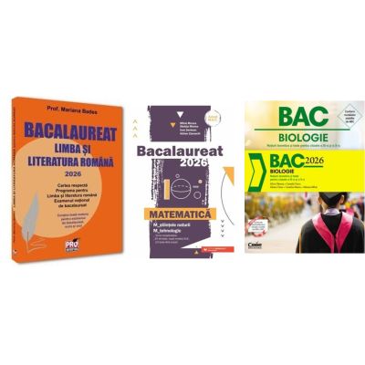 Pachet Bacalaureat 2026. Limba si literatura romana, Matematica M-stiintele-naturii si M-tehnologic si Biologie. Notiuni teoretice si teste pentru clasele 9-10 - Mariana Badea, Mihai Monea, Silvia Olteanu