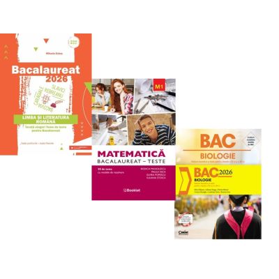 Pachet Bacalaureat 2026. Limba si literatura romana, Matematica M1. Teste si Biologie. Notiuni teoretice si teste pentru clasele 11-12 - Mihaela Dobos, Rodica Manolescu, Silvia Olteanu