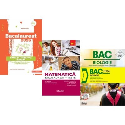 Pachet Bacalaureat 2026. Limba si literatura romana, Matematica M1. Teste si Biologie. Notiuni teoretice si teste pentru clasele 9-10 - Mihaela Dobos, Rodica Manolescu, Silvia Olteanu