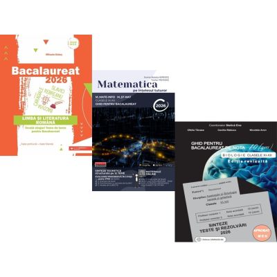 Pachet Bacalaureat 2026, Limba si literatura romana, Matematica pe intelesul tuturor M-mate-info, M-stiintele naturii si Biologie clasele 11-12 - Mihaela Dobos, Teohar Mihadas, Stelica Ene