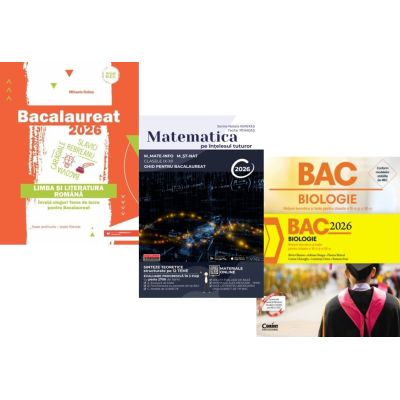Pachet Bacalaureat 2026, Limba si literatura romana, Matematica pe intelesul tuturor M-mate-info, M-stiintele naturii si Biologie. Notiuni teoretice si teste pentru clasele 11-12 - Mihaela Dobos, Teohar Mihadas, Silvia Olteanu