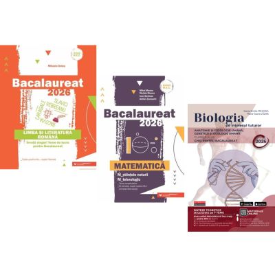 Pachet Bacalaureat 2026. Limba si literatura romana, Matematica M-stiintele-naturii si M-tehnologic si Biologia pe intelesul tuturor clasele 11-12 - Mihaela Dobos, Mihai Monea, Maria Ioana Cazan