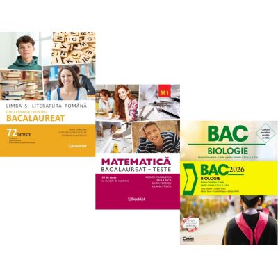 Pachet Bacalaureat 2026. Limba si literatura romana 72 teste complete, Matematica M1. Teste si Biologie. Notiuni teoretice si teste pentru clasele 9-10 - Mimi Gramnea, Rodica Manolescu, Silvia Olteanu