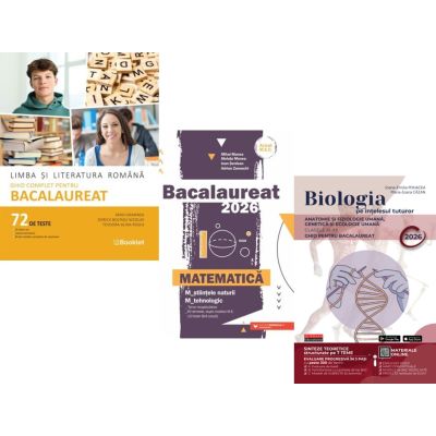 Pachet Bacalaureat 2026. Limba si literatura romana 72 teste complete, Matematica M-stiintele-naturii si M-tehnologic si Biologie pe intelesul tuturor clasele 11-12- Mimi Gramnea, Mihai Monea, Maria Ioana Cazan