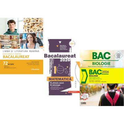 Pachet Bacalaureat 2026. Limba si literatura romana 72 teste complete, Matematica M-stiintele-naturii si M-tehnologic si Biologie. Notiuni teoretice si teste pentru clasele 9-10 - Mimi Gramnea, Mihai Monea, Silvia Olteanu