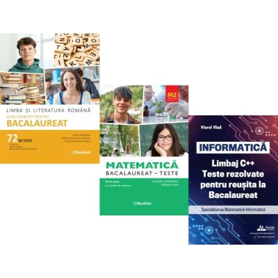Pachet Bacalaureat 2026. Limba si literatura romana 72 teste complete, Teste Matematica M2 Profil Stiinte ale naturii si INFORMATICA. Limbaj C++. Teste rezolvate Mate-Info - Mimi Gramnea, Claudia Temneanu, Viorel Vlad