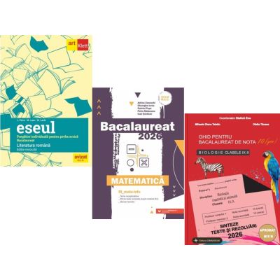 Pachet Bacalaureat 2026. Eseul. Pregatire individuala pentru proba scrisa, Matematica M_Mate-Info si Biologie clasele 9-10 - Liliana Paicu, Gheorghe Iurea, Stelica Ene