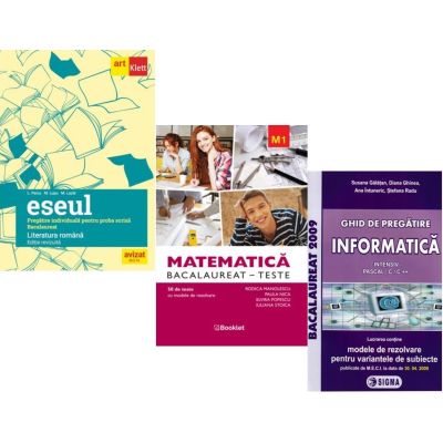 Pachet Bacalaureat 2026. Eseul. Pregatire individuala pentru proba scrisa, Matematica M1. Teste si Informatica. Clasele 11-12 intensiv Pascal C/C++ - Liliana Paicu, Rodica Manolescu, Susana Galatean