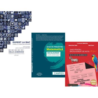 Pachet Bacalaureat 2026. Ghid complet Limba si literatura romana, Matematica. filiera tehnologica: servicii, resurse si tehnic si Biologie clasele 9-10 - Delia Ambrosie, Marius Burtea, Stelica Ene