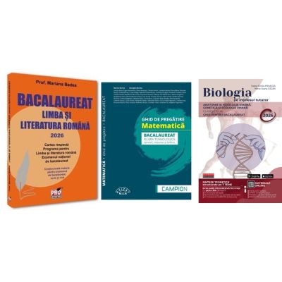 Pachet Bacalaureat 2026. Limba si literatura romana, Matematica filiera tehnologica: servicii, resurse si tehnic si Biologia pe intelesul tuturor Clasele 11-12 - Mariana Badea, Marius Burtea, Maria Ioana Cazan