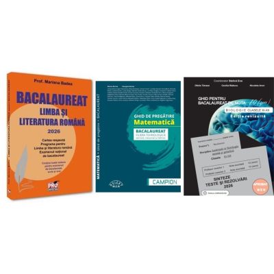 Pachet Bacalaureat 2026. Limba si literatura romana, Matematica filiera tehnologica: servicii, resurse si tehnic si Biologie clasele 11-12 - Mariana Badea, Marius Burtea, Stelica Ene