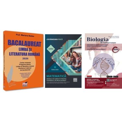 Pachet Bacalaureat 2026. Limba si literatura romana, Matematica. Modele de subiecte pentru Filiera tehnologica, Servicii si Biologia pe intelesul tuturor Clasele 11-12 - Mariana Badea, Lacramioara Pisica, Maria Ioana Cazan