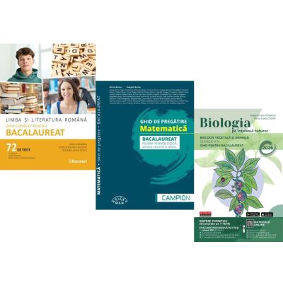 Pachet Bacalaureat 2026. Limba si literatura romana Ghid complet cu 72 teste, Matematica filiera tehnologica: servicii, resurse si tehnic si Biologie pe intelesul tuturor Clasele 9-10 - Mimi Gramnea, Marius Burtea, Maria Ioana Cazan
