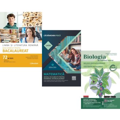 Pachet Bacalaureat 2026. Limba si literatura romana. Ghid complet cu 72 teste si Matematica Filiera tehnologica, Servicii si Biologie pe intelesul tuturor Clasele 9-10 - Mimi Gramnea, Lacramioara Pisica, Maria Ioana Cazan